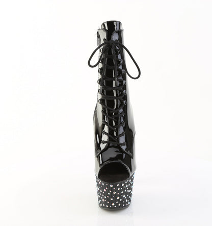 STARDANCE-1021 Pleaser Black 7 Inch Fetish Pole Ankle Boots
