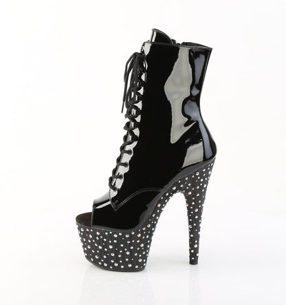 STARDANCE-1021 Pleaser Black 7 Inch Fetish Pole Ankle Boots