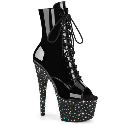 STARDANCE-1021 Pleaser Black 7 Inch Fetish Pole Ankle Boots