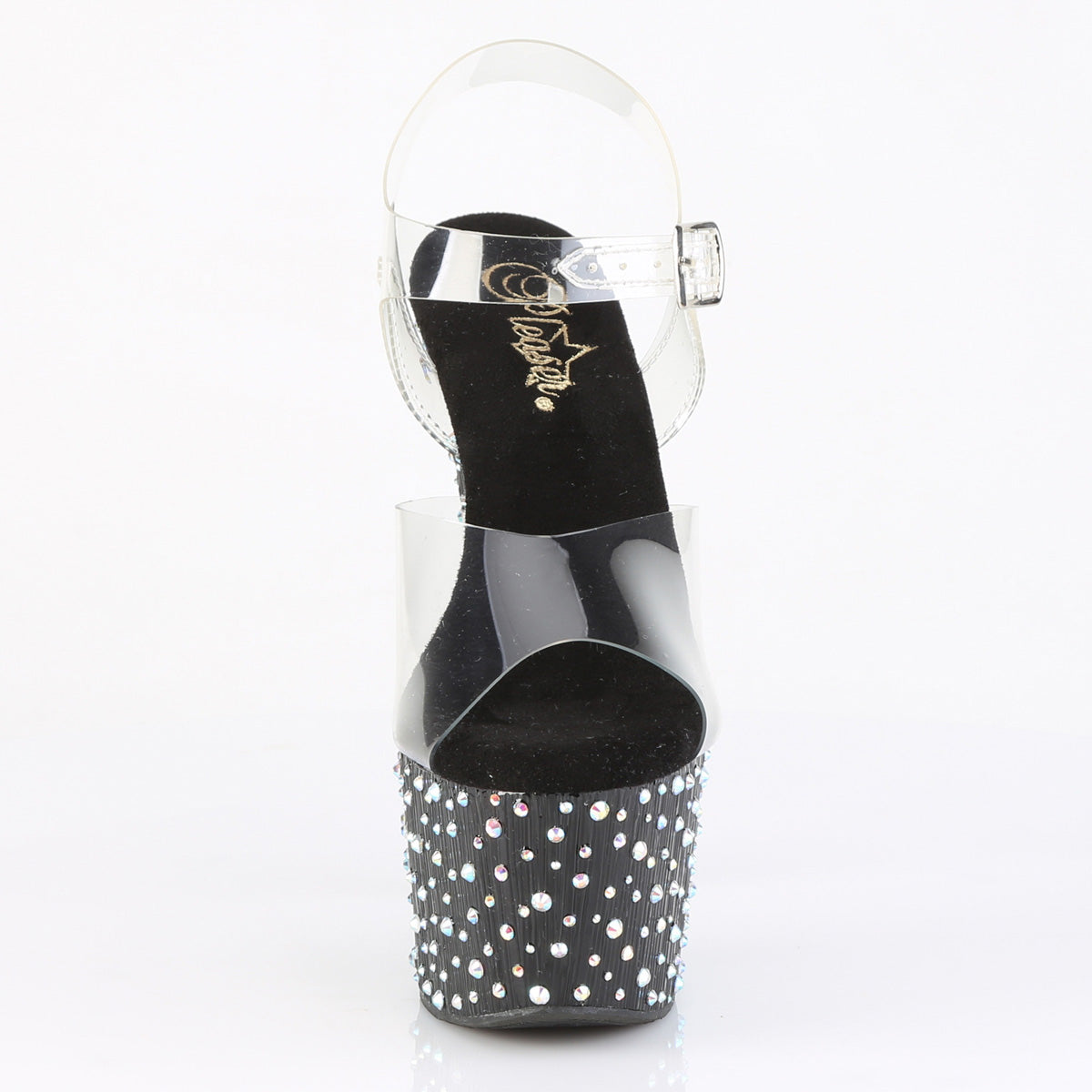 STARDANCE-708 Pleaser Clear/Black/Silver Sexy Platform Shoes (Pole Dancing Heels)