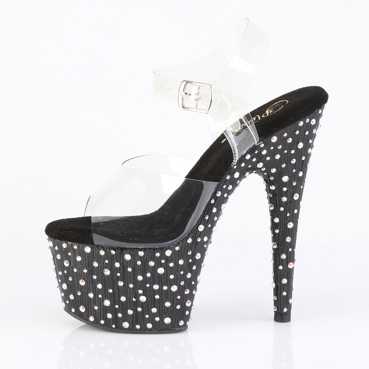 STARDANCE-708 Pleaser Clear/Black/Silver Sexy Platform Shoes (Pole Dancing Heels)