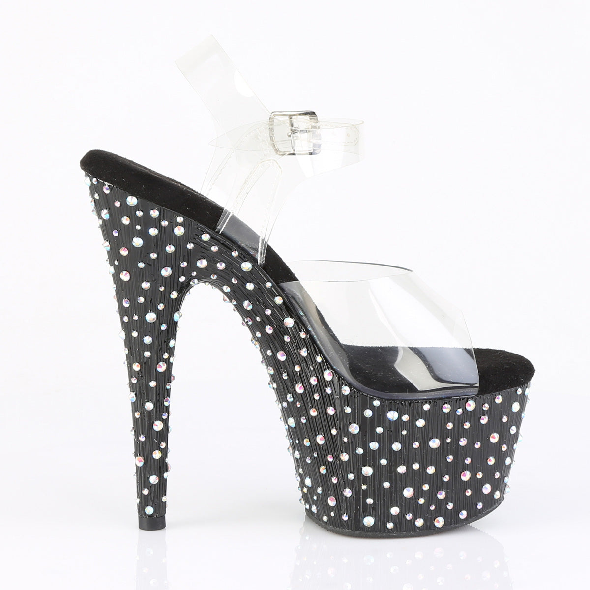 STARDANCE-708 Pleaser Clear/Black/Silver Sexy Platform Shoes (Pole Dancing Heels)