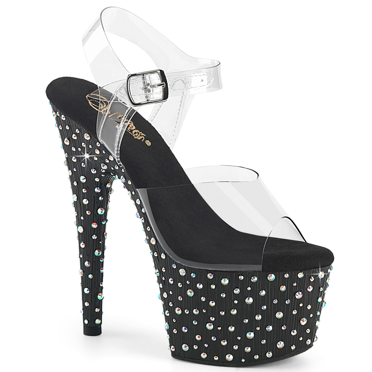 STARDANCE-708 Pleaser Clear/Black/Silver Sexy Platform Shoes (Pole Dancing Heels)