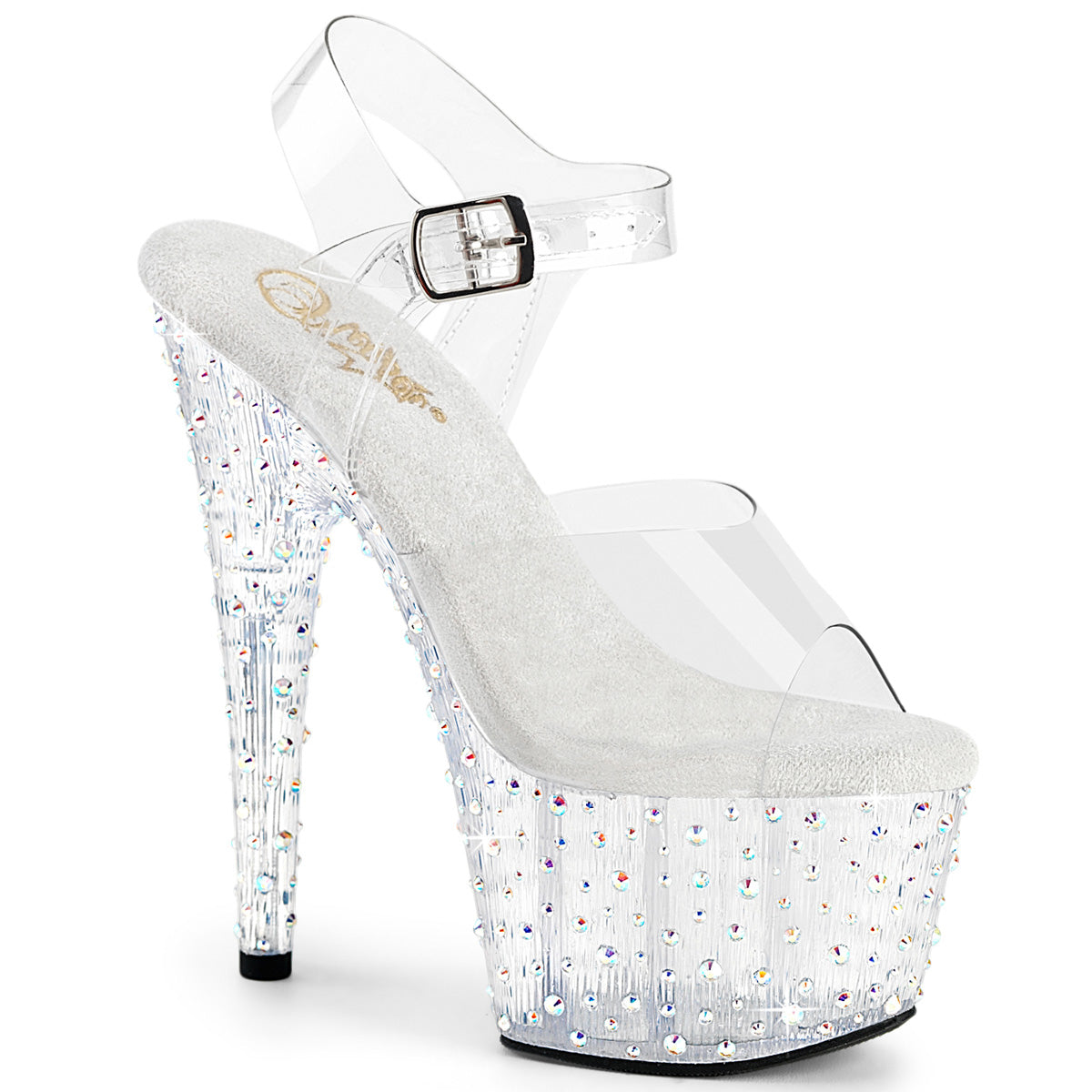 STARDANCE-708 Pleaser Clear/Silver Sexy Platform Shoes (Pole Dancing Heels)