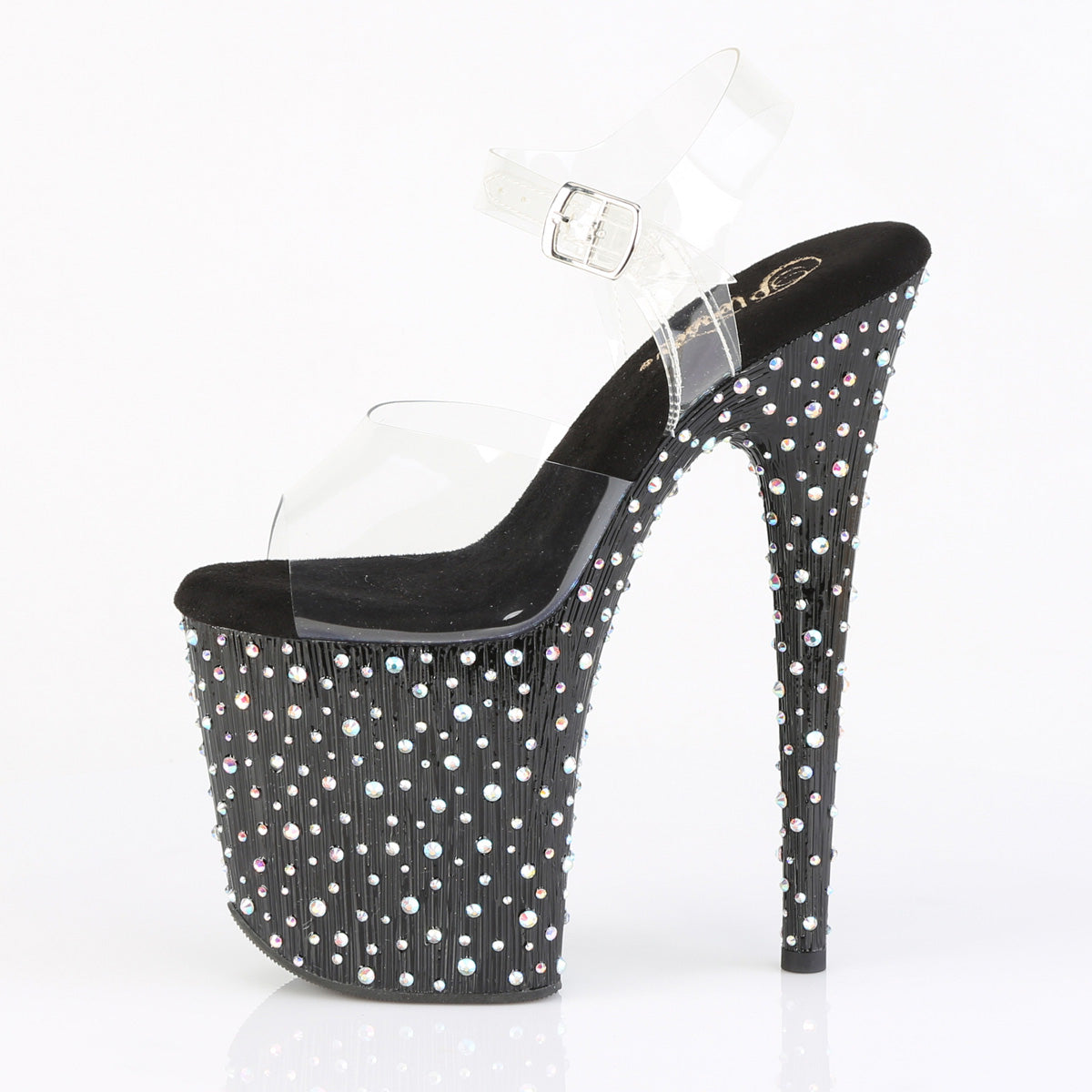 STARDANCE-808 Pleaser Clear/Black/Silver Sexy Platform Shoes (Pole Dancing Heels)