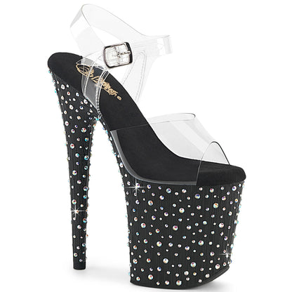 STARDANCE-808 Pleaser Silver Multi Glitter 8 Inch Fetish Pole Platform Shoes