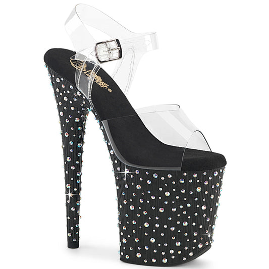 STARDANCE-808 Pleaser Clear/Black/Silver Sexy Platform Shoes (Pole Dancing Heels)