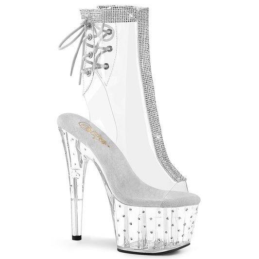STARDUST-1018C-2RS Pleaser Clear 7 Inch Fetish Pole Ankle Boots