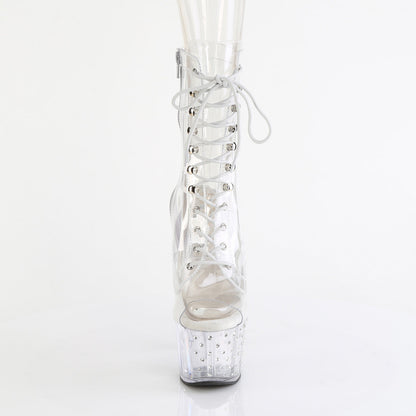STARDUST-1021C-7 Pleaser Clear 7 Inch Fetish Pole Ankle Boots