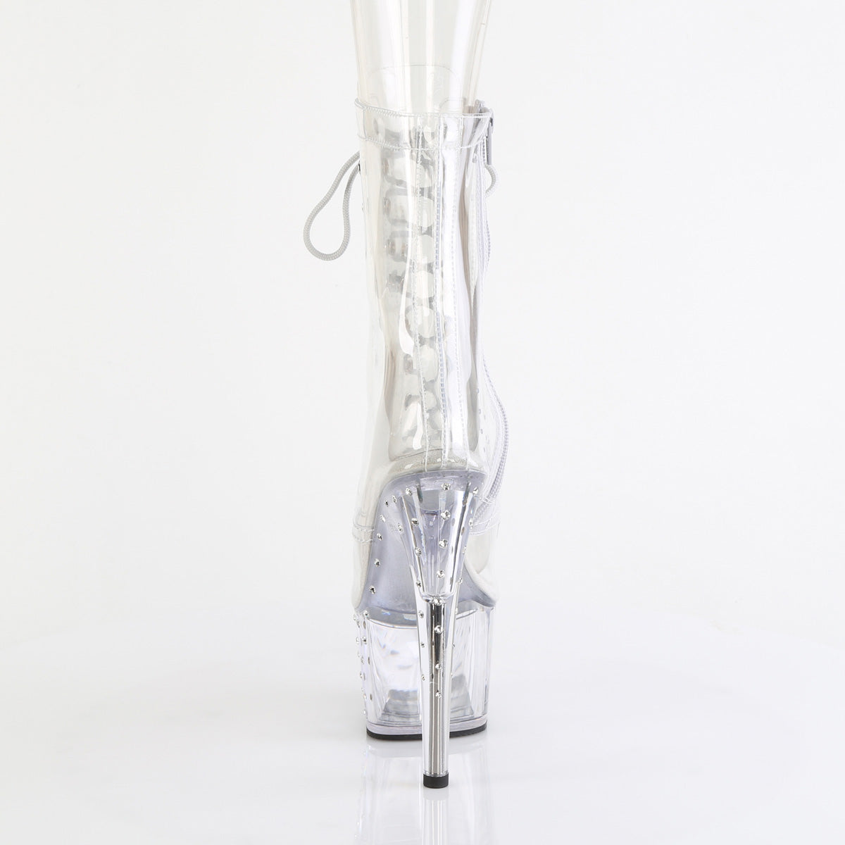STARDUST-1021C-7 Pleaser Clear 7 Inch Fetish Pole Ankle Boots