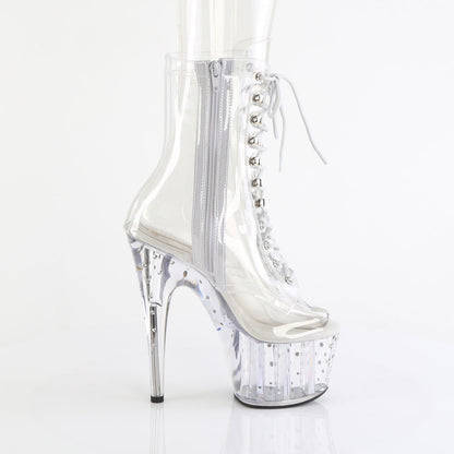 STARDUST-1021C-7 Pleaser Clear 7 Inch Fetish Pole Ankle Boots