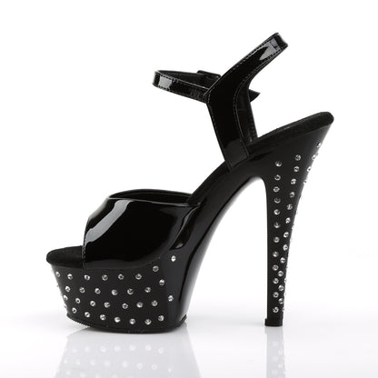 Pleaser STARDUST-609 Black Rhinestone Platform Sandals - 6 Inch Heels