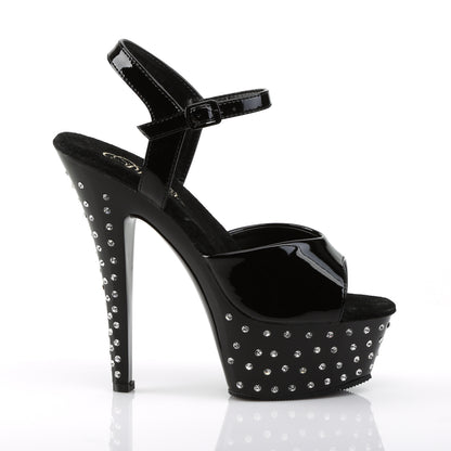 Pleaser STARDUST-609 Black Rhinestone Platform Sandals - 6 Inch Heels