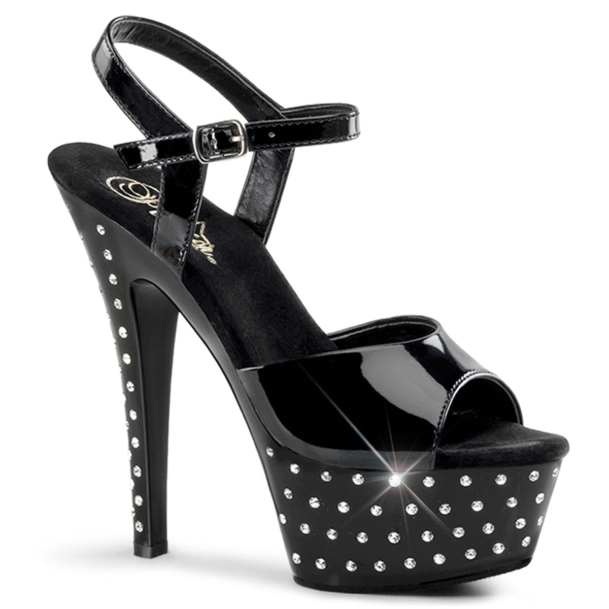 STARDUST-609 Pleaser Black 6 Inch Exotic Dancing Platform Shoes Black Patent