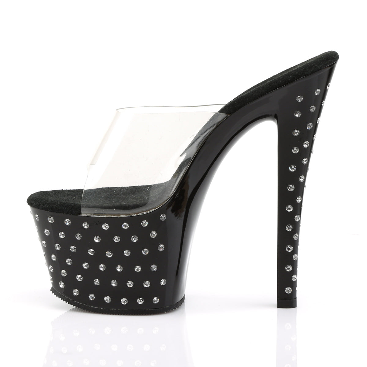 STARDUST-701 Pleaser Clear Black 7 Inch Pole Dancer Platform Shoes