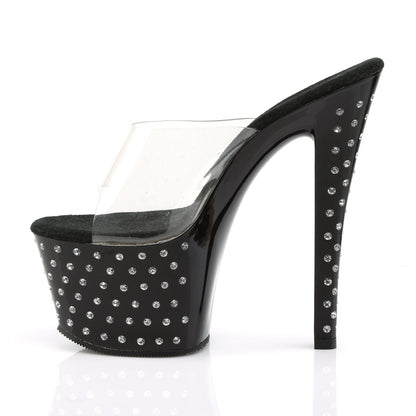 STARDUST-701 Pleaser Clear Black 7 Inch Pole Dancer Platform Shoes
