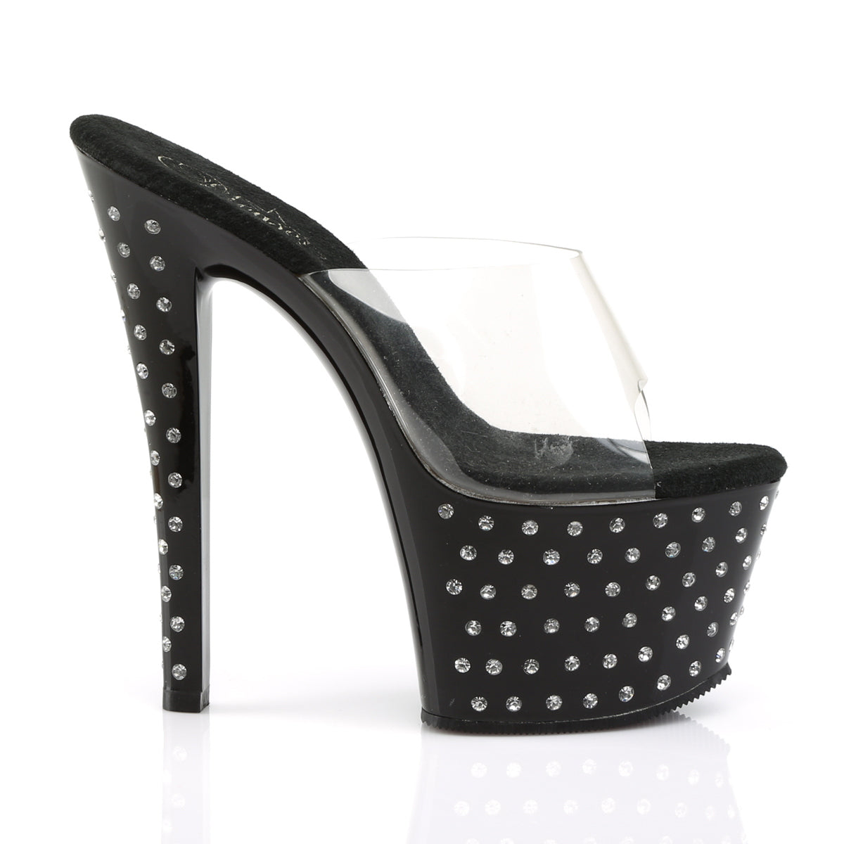 STARDUST-701 Pleaser Clear Black 7 Inch Pole Dancer Platform Shoes