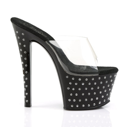 STARDUST-701 Pleaser Clear Black 7 Inch Pole Dancer Platform Shoes