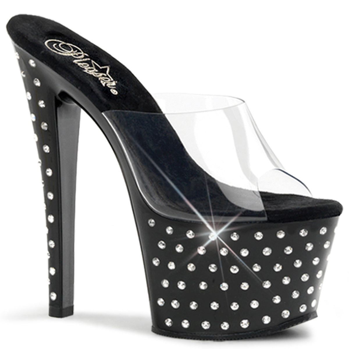 STARDUST-701 Pleaser Clear Black 7 Inch Pole Dancer Platform Shoes