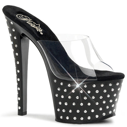 STARDUST-701 Pleaser Clear Black 7 Inch Pole Dancer Platform Shoes