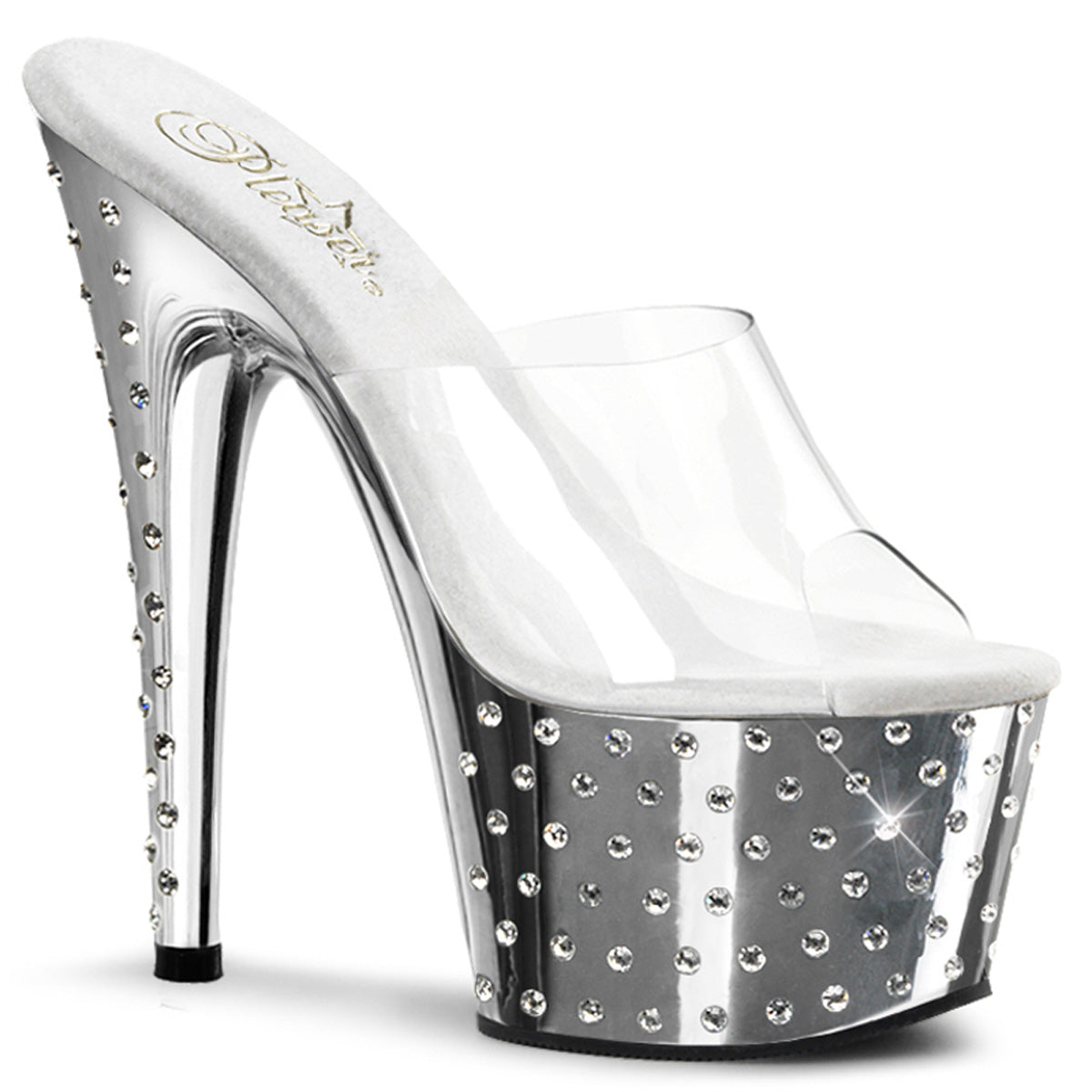 STARDUST-701 Pleaser Silver Chrome 7 Inch Pole Dancer Platform Shoes