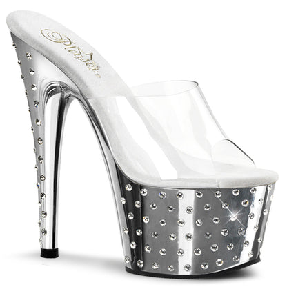 STARDUST-701 Pleaser Silver Chrome 7 Inch Pole Dancer Platform Shoes