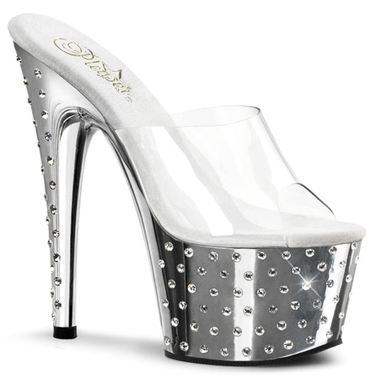 STARDUST-701 Pleaser Silver Chrome 7 Inch Pole Dancer Platform Shoes