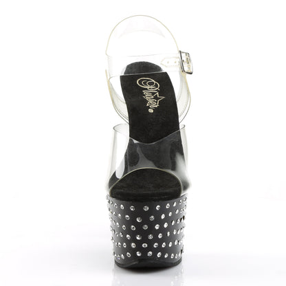 STARDUST-708 Pleaser Clear Black 7 Inch Fetish Pole Platform Shoes