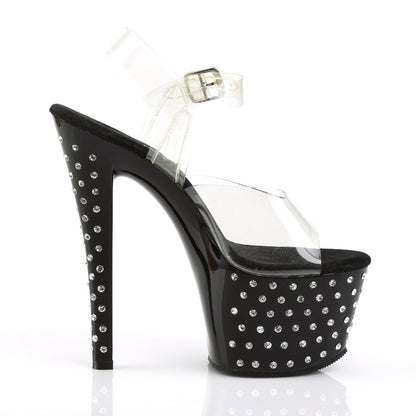 STARDUST-708 Pleaser Clear Black 7 Inch Fetish Pole Platform Shoes