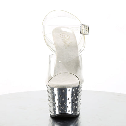 STARDUST-708 Pleaser Silver Chrome 7 Inch Pole Dancer Platform Shoes