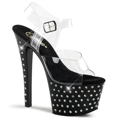 STARDUST-708 Pleaser Clear Black 7 Inch Fetish Pole Platform Shoes Clear Black