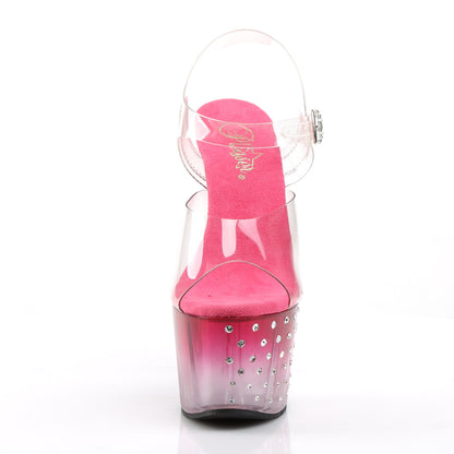 stardust 708t pleaser sexy 7 inch heel platform ankle strap tinted sandals pink pole shoes