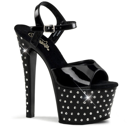 STARDUST-709 Pleaser Black 7 Inch Pole Dancer High Heels Black Patent
