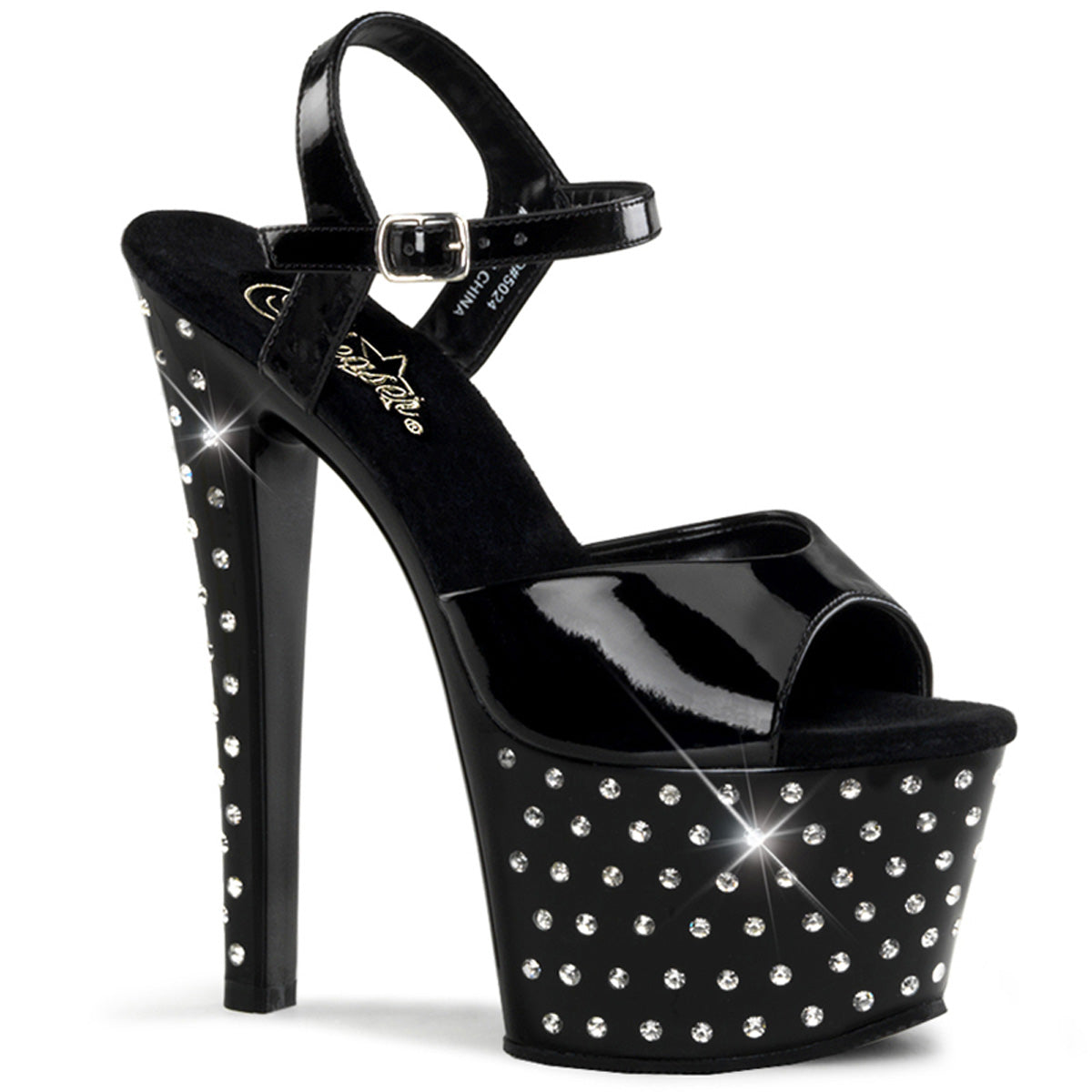STARDUST-709 Pleaser Black 7 Inch Pole Dancer High Heels