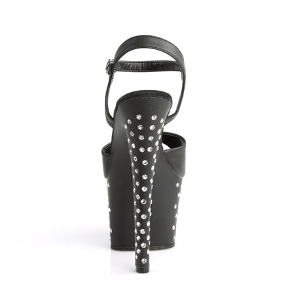 Pleaser STARDUST-709 Black / Black Matte Rhinestone Platform Sandals - 7 Inch Heels