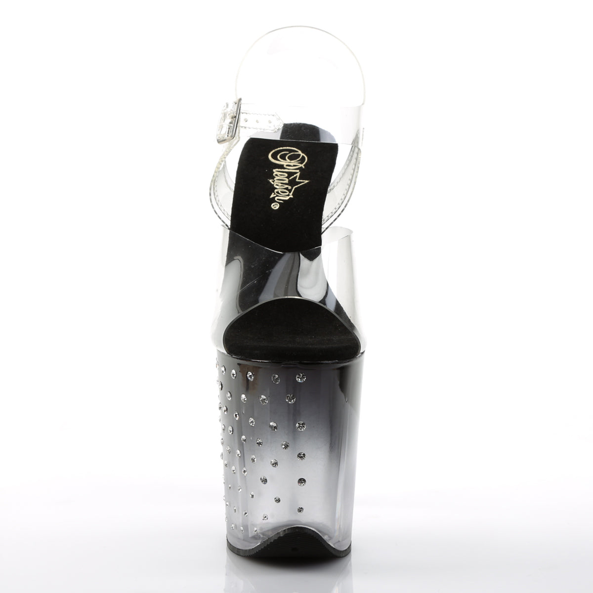 STARDUST-808T Pleaser Clear Black 8 Inch Fetish Pole Platform Shoes