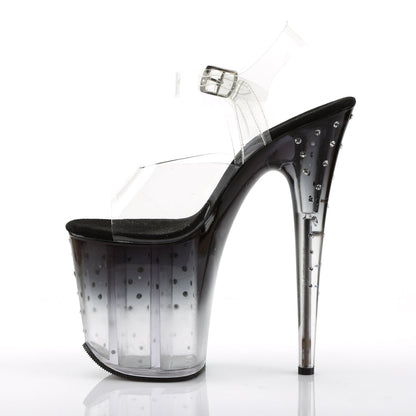 STARDUST-808T Pleaser Clear Black 8 Inch Fetish Pole Platform Shoes