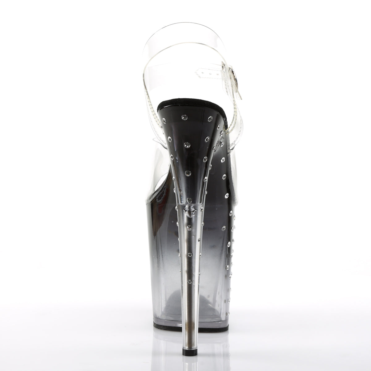 STARDUST-808T Pleaser Clear Black 8 Inch Fetish Pole Platform Shoes