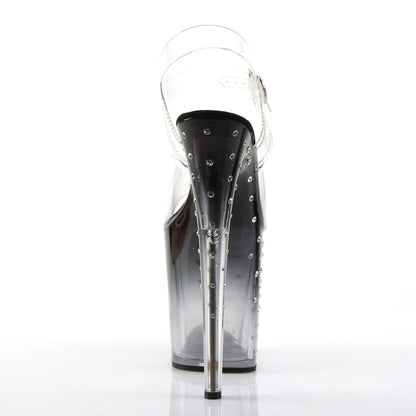 STARDUST-808T Pleaser Clear Black 8 Inch Fetish Pole Platform Shoes