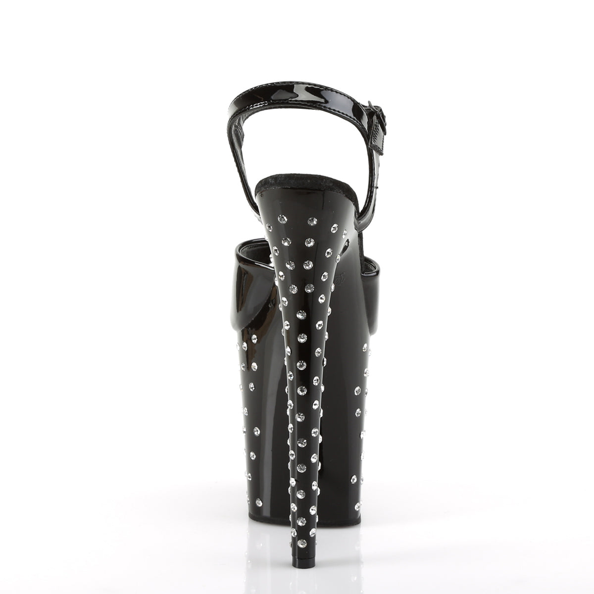 Pleaser STARDUST-809 Black Rhinestone Platform Sandals - 8 Inch Heels
