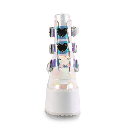 Demonia SWING-105 Pearl Iridescent Platform Ankle Boots