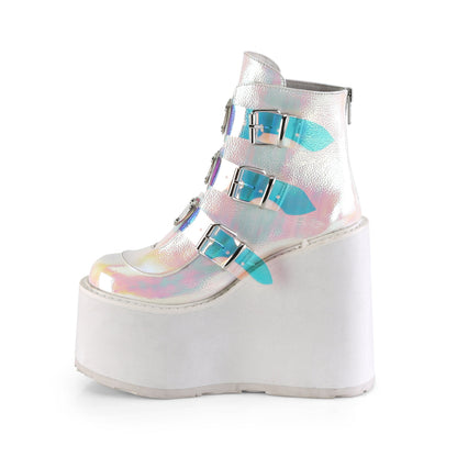 SWING-105 Demonia Cult Pearl Iridescent Alternative Women's Ankle Boots
