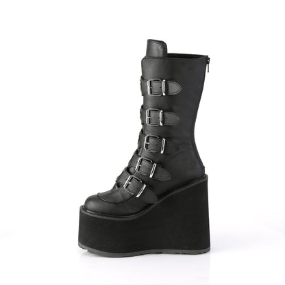 SWING-230 Demonia Cult Black Alternative Knee High Boots