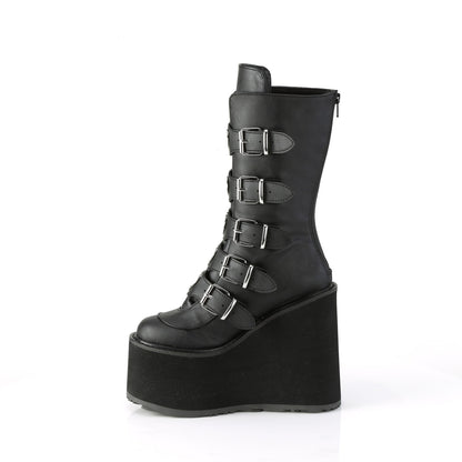 Demonia SWING-230 Black Platform Mid Calf Boots