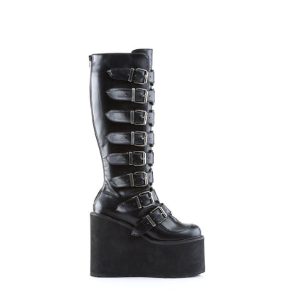 SWING-815 Demonia Cult Black Alternative Knee High Boots