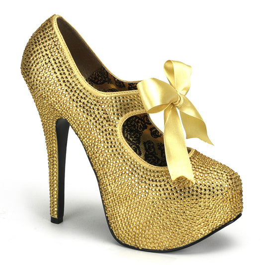 TEEZE-04R Bordello Gold 5.8 Inch Hidden Platform Shoes