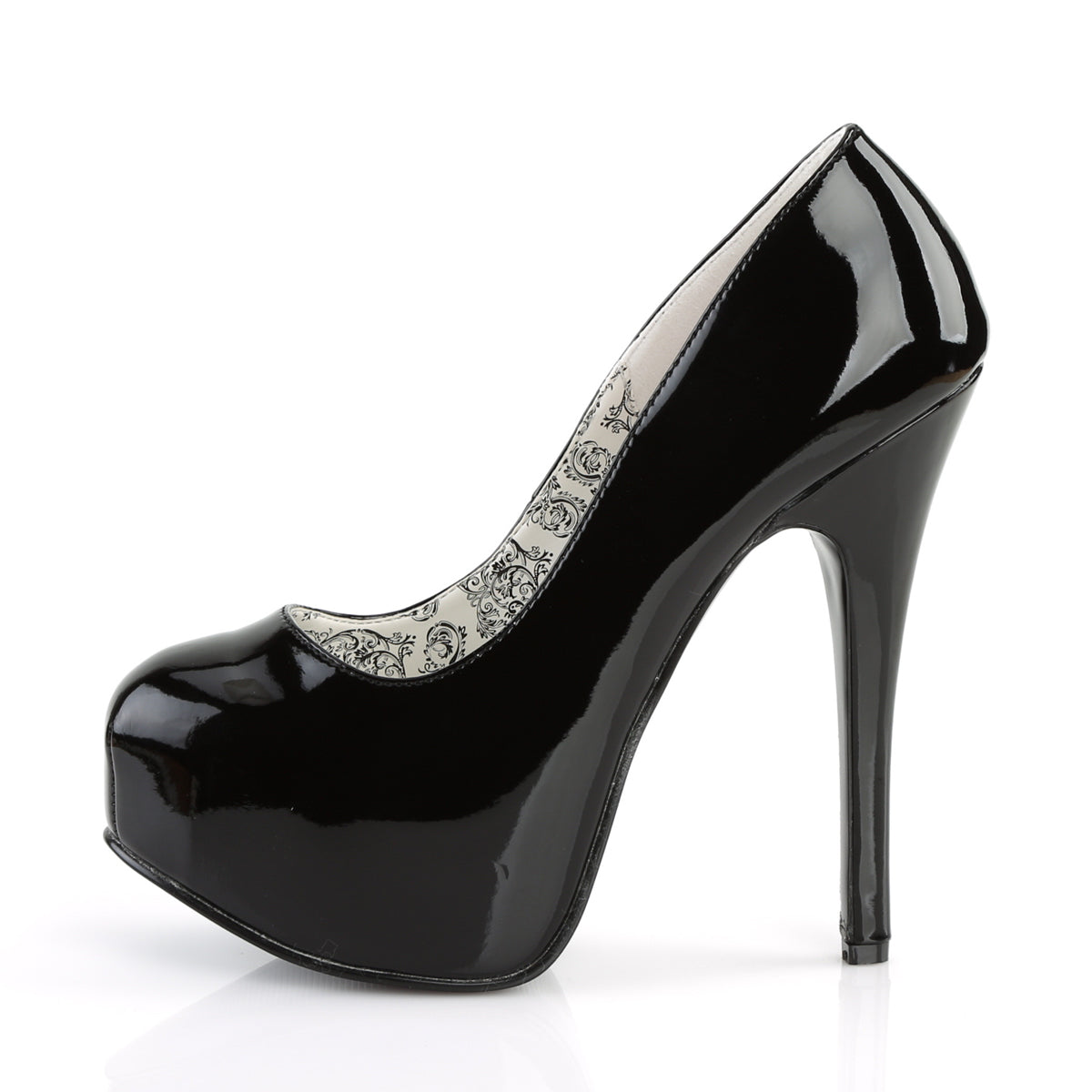 TEEZE-06 Hidden Platform High Heel Black Patent Sexy Shoes