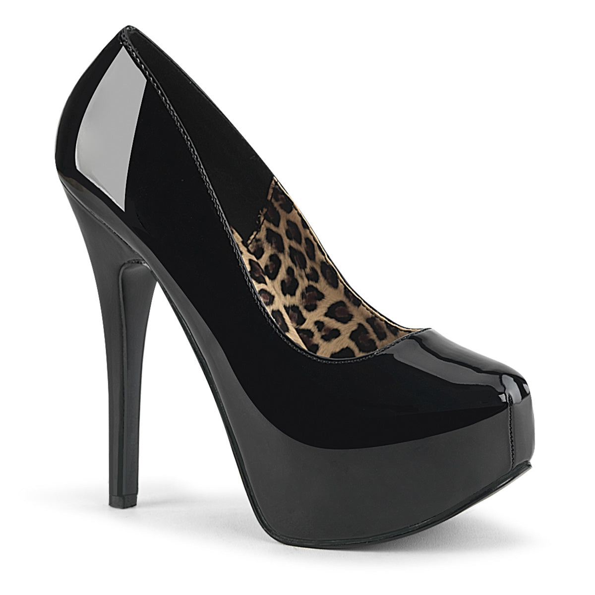 TEEZE-06 Bordello Black 5.8 Inch Hidden Platform Shoes Black Patent