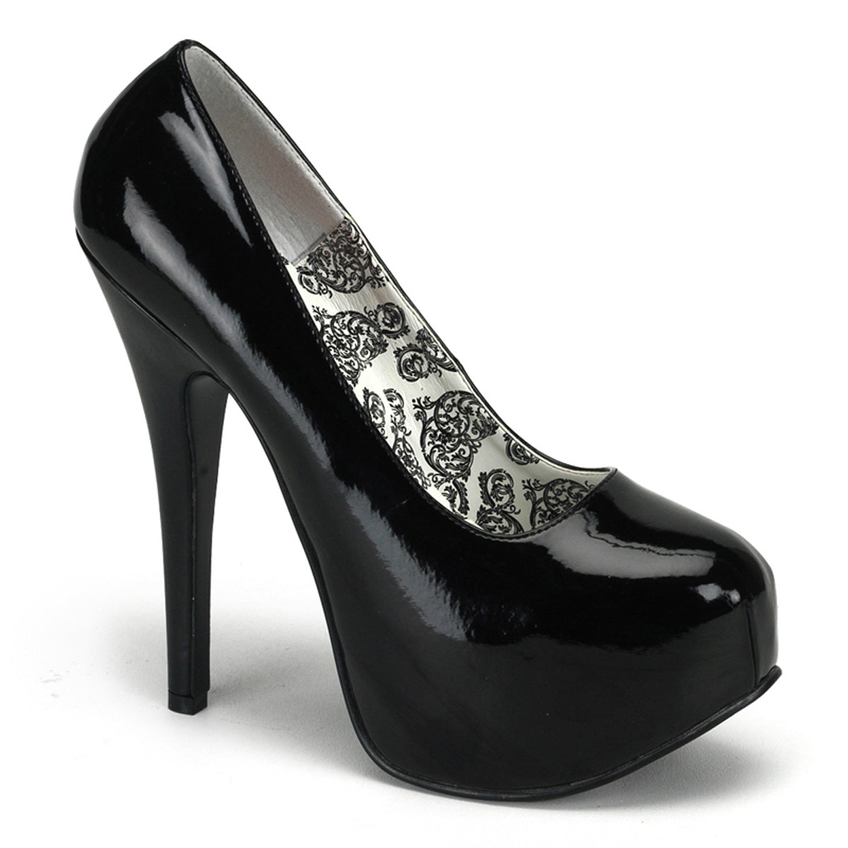 TEEZE-06 Hidden Platform High Heel Black Patent Sexy Shoes