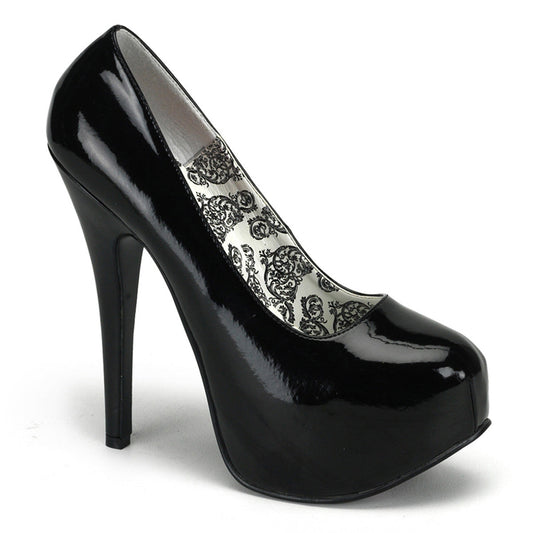 TEEZE-06 Hidden Platform High Heel Black Patent Sexy Shoes